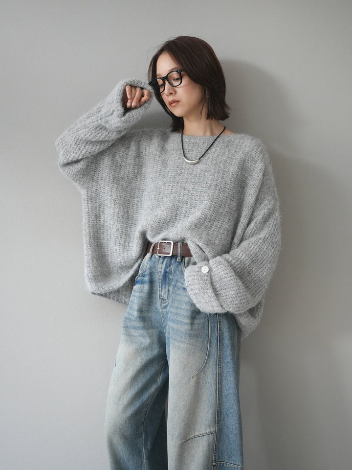 [予約]ラメミックスシャギーニットプルオーバー/lightgray