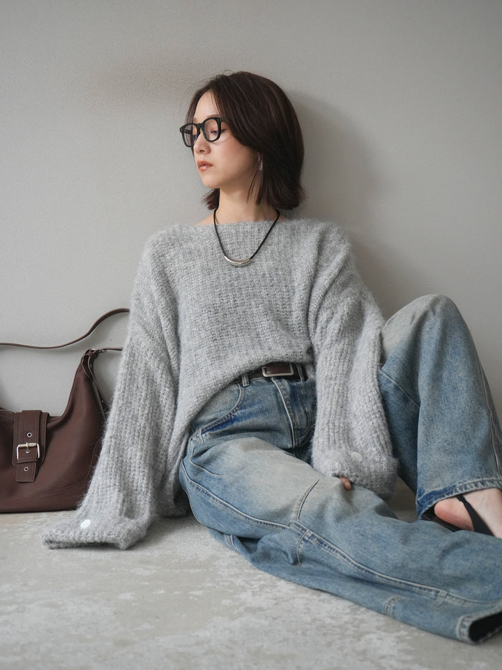 [予約]ラメミックスシャギーニットプルオーバー/lightgray