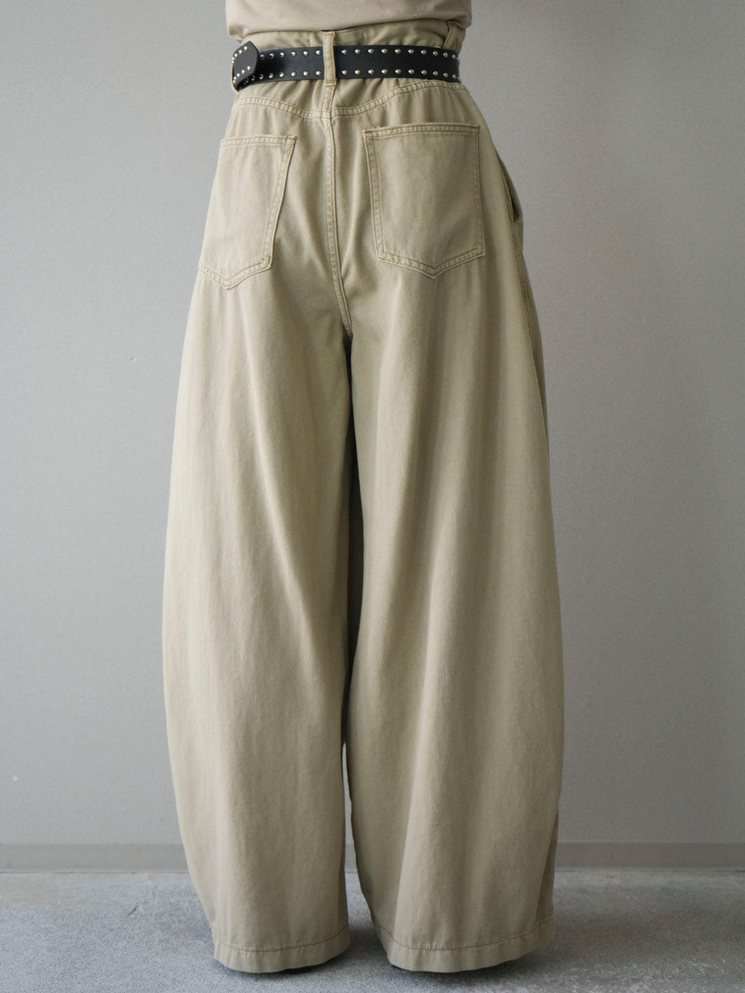 [予約]ベルト付センターギャザーワイドパンツ/beige