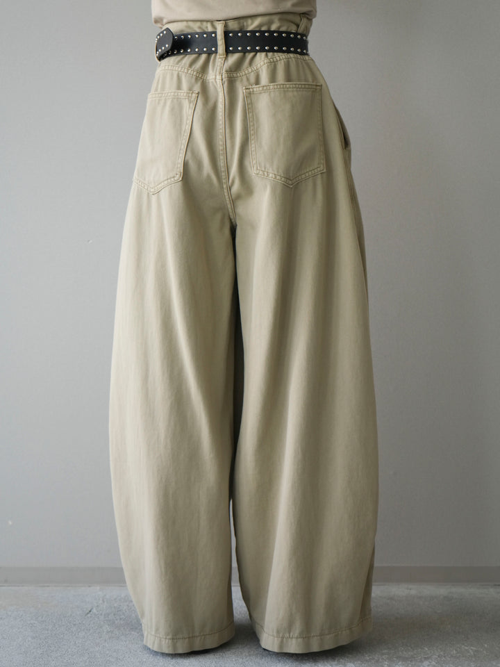 [予約]ベルト付センターギャザーワイドパンツ/beige