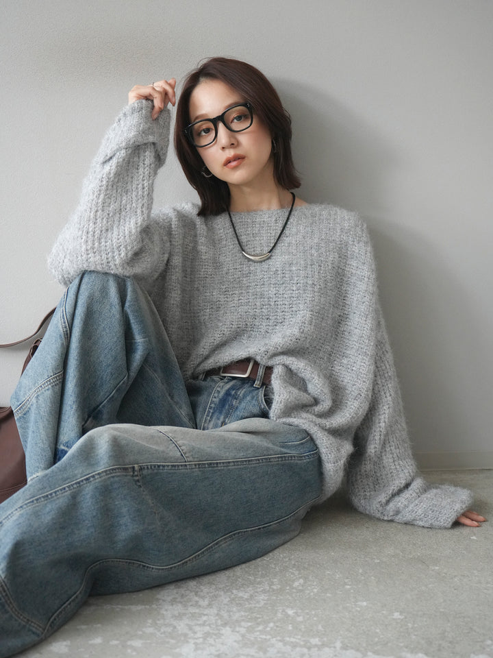 [予約]ラメミックスシャギーニットプルオーバー/lightgray