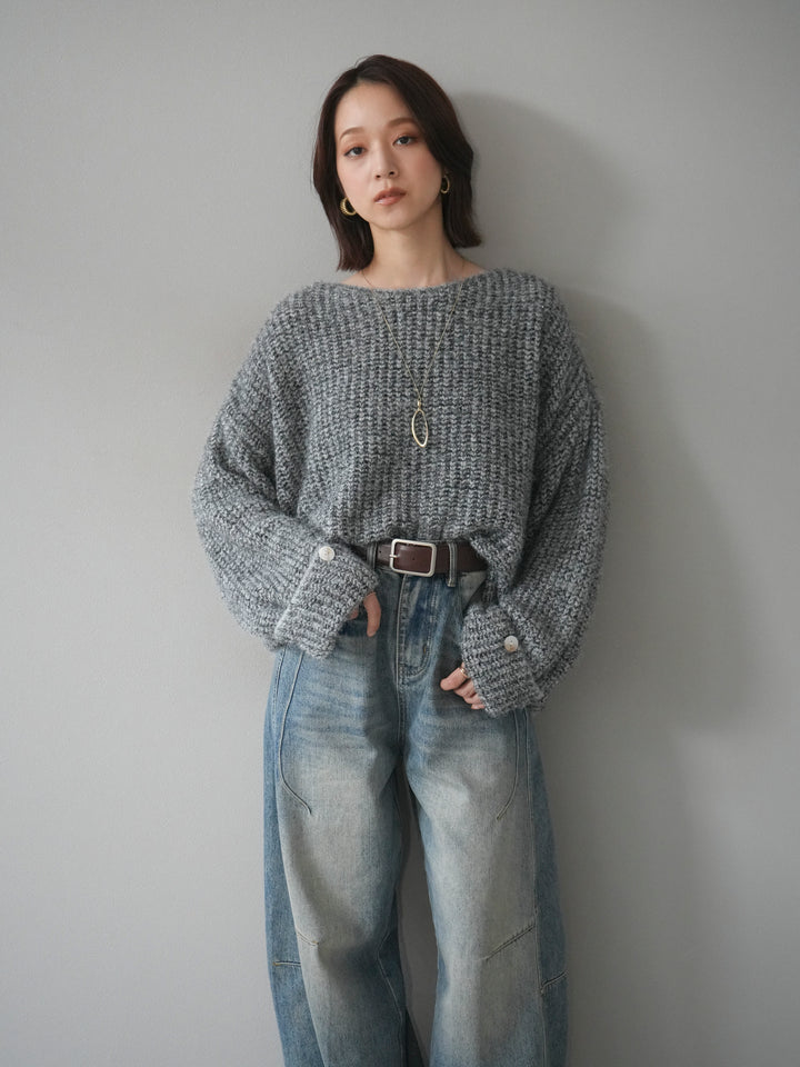 [予約]ラメミックスシャギーニットプルオーバー/darkgray