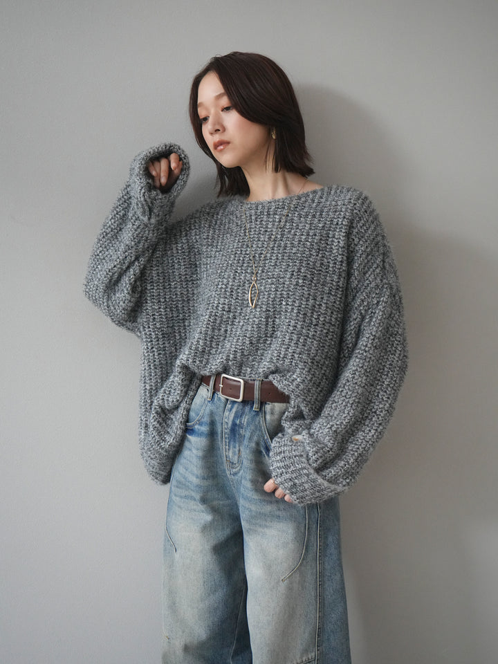 [予約]ラメミックスシャギーニットプルオーバー/darkgray