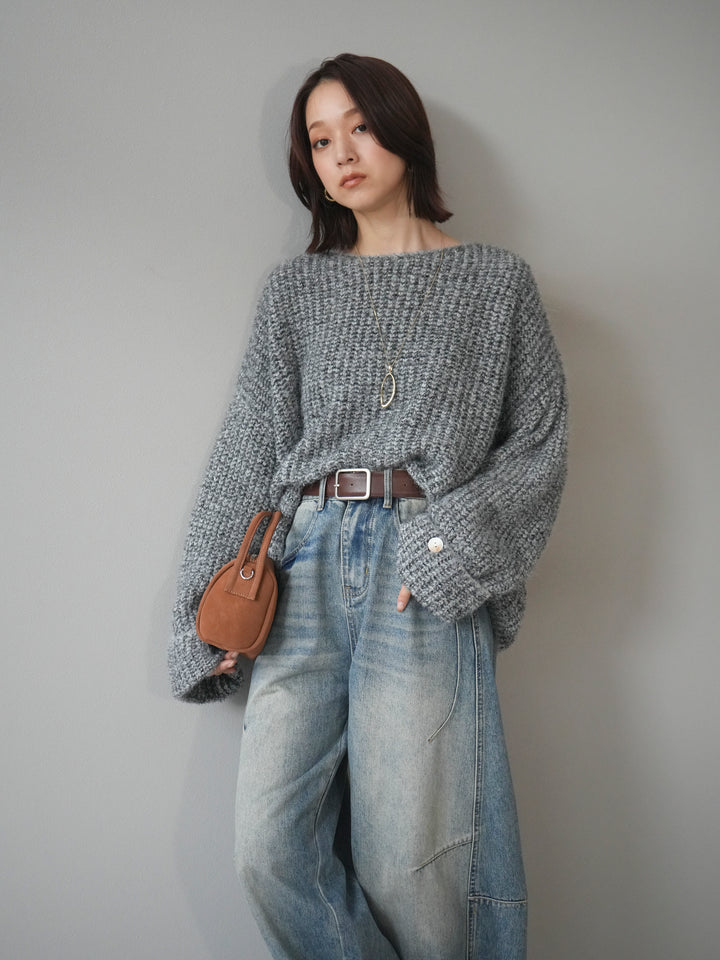 [予約]ラメミックスシャギーニットプルオーバー/darkgray