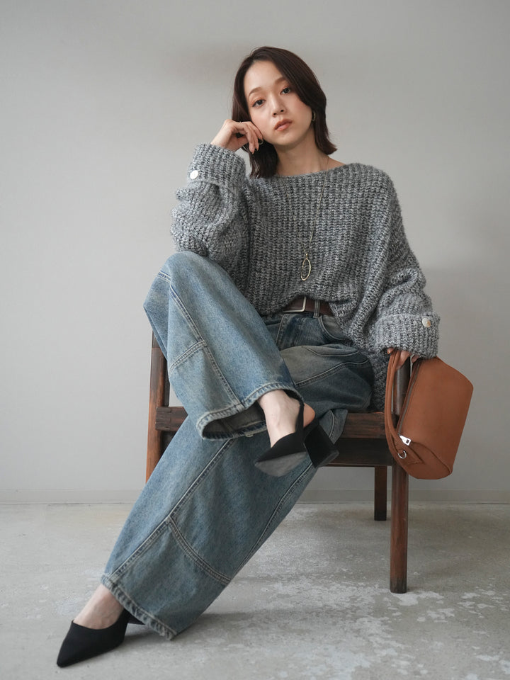 [予約]ラメミックスシャギーニットプルオーバー/darkgray