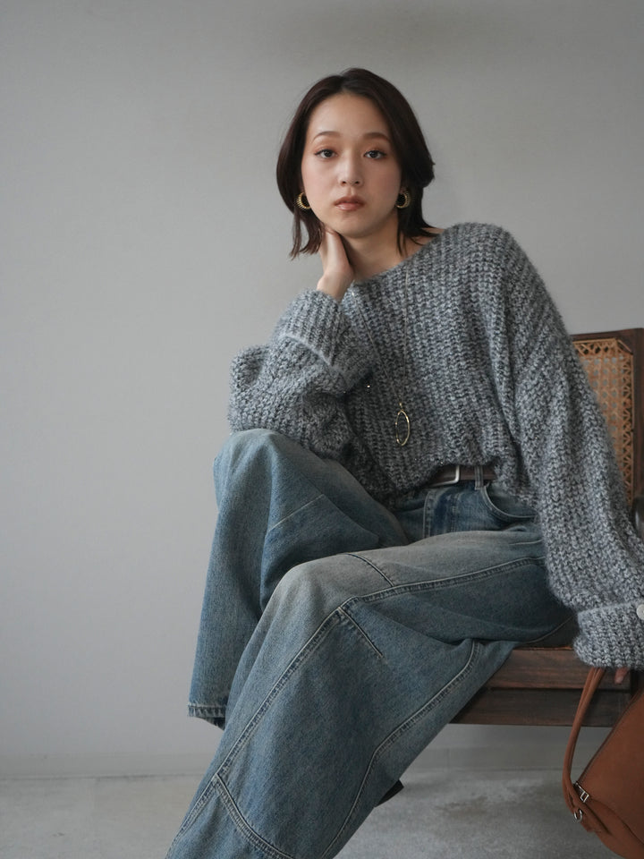 [予約]ラメミックスシャギーニットプルオーバー/darkgray