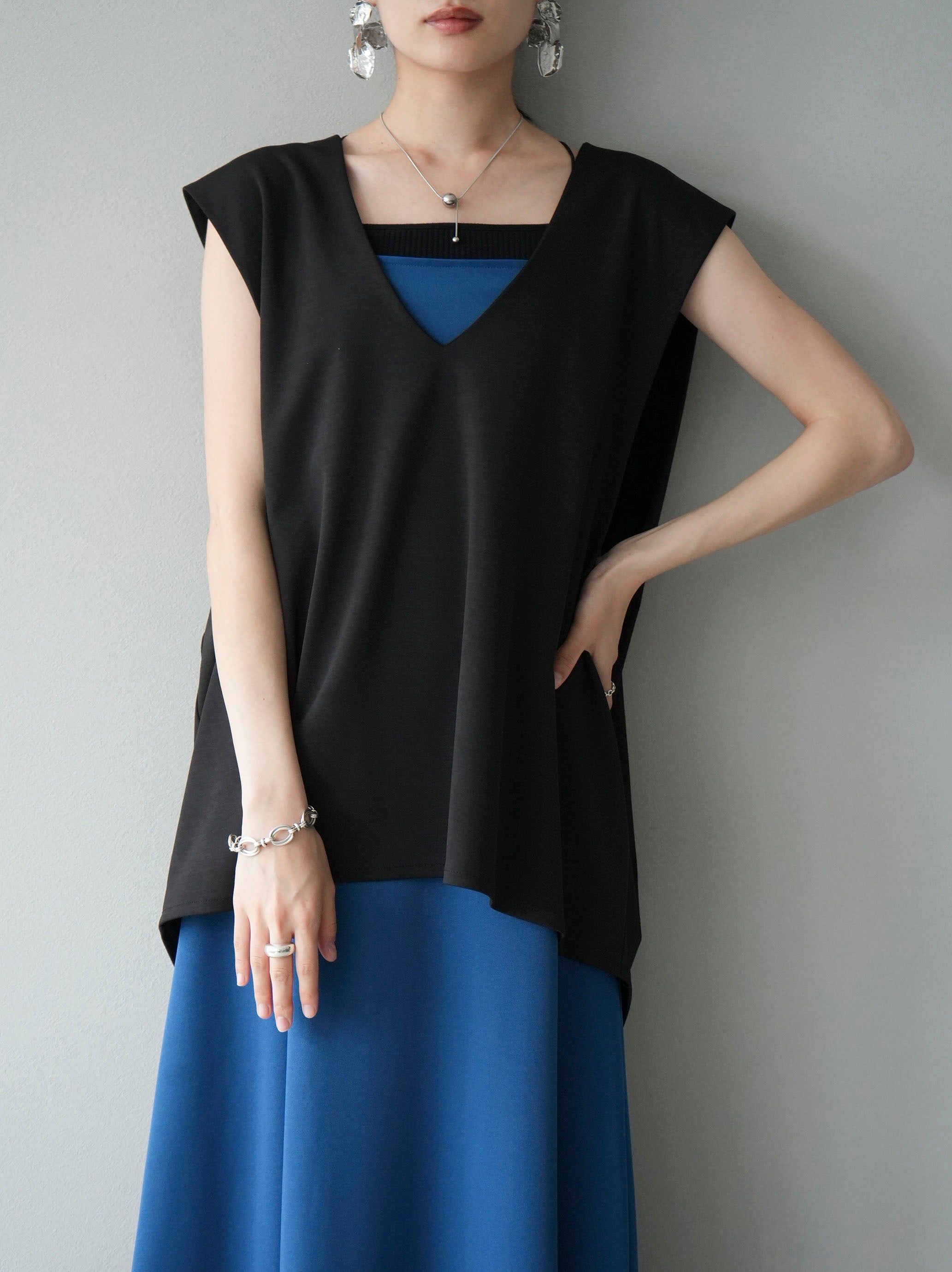 フレア ネイビー キャミワンピース フレアシルエット