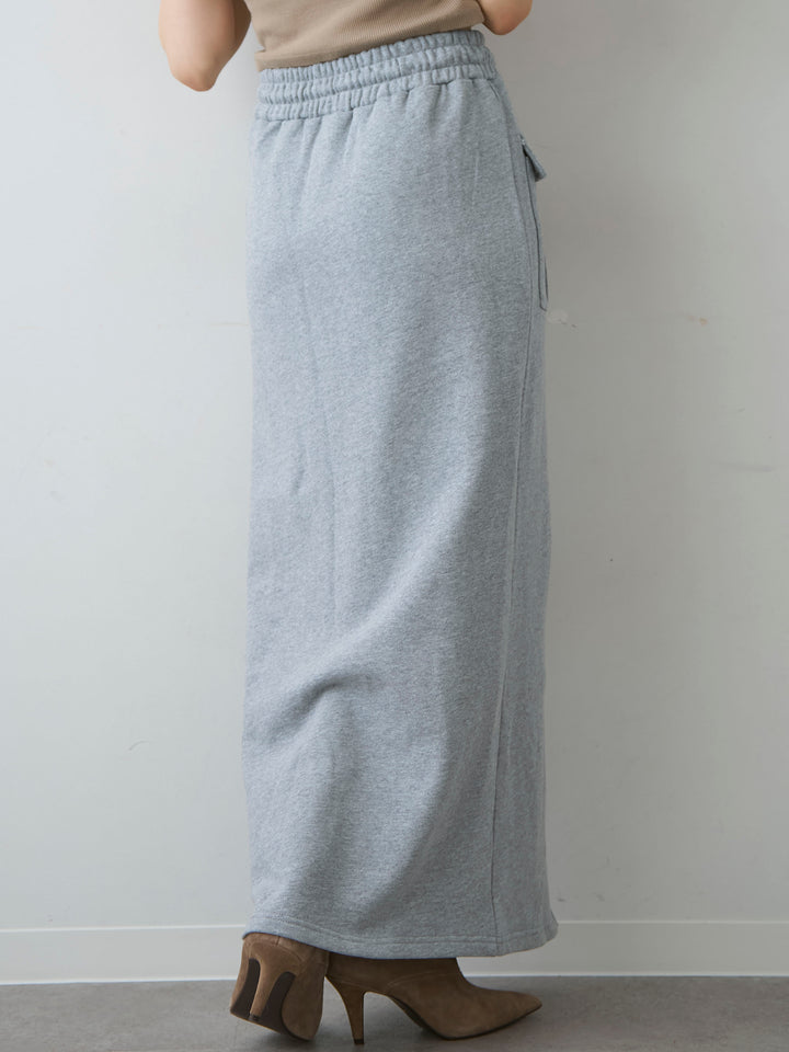 [予約]フロントZIPポケットデザインスウェットスカート/grey