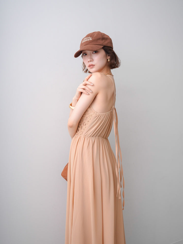 [SET]クロシェシフォンキャミワンピース+選べるアクセセット(2set)