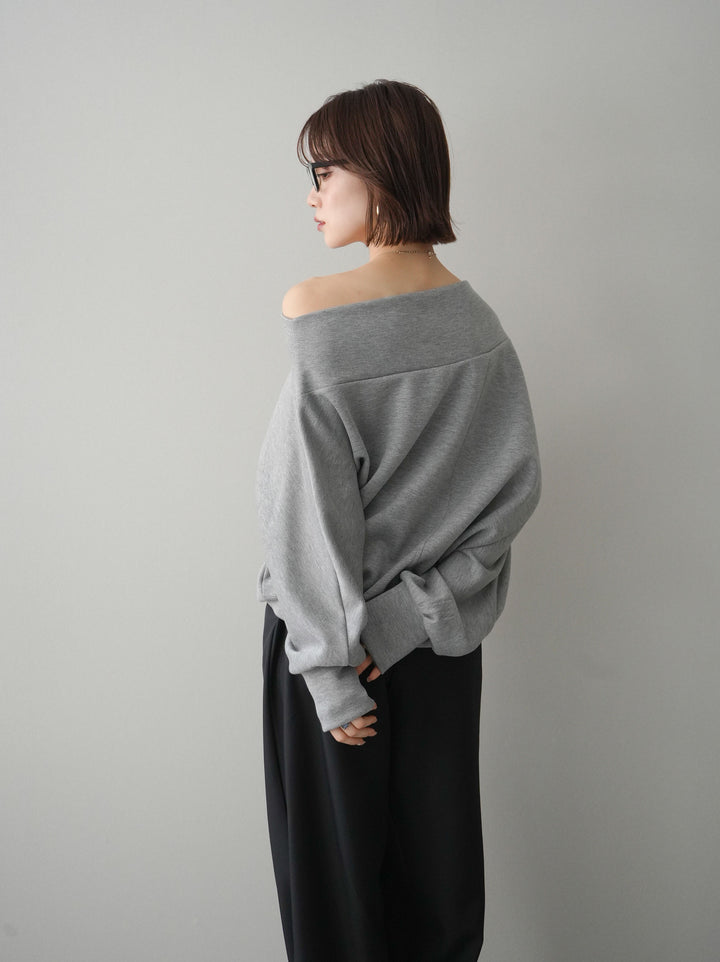 [予約]アシンメトリーオフショルポンチプルオーバー/gray