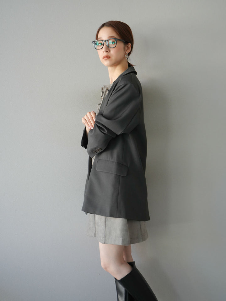 [予約]レースアップスエードミニワンピース/グレー