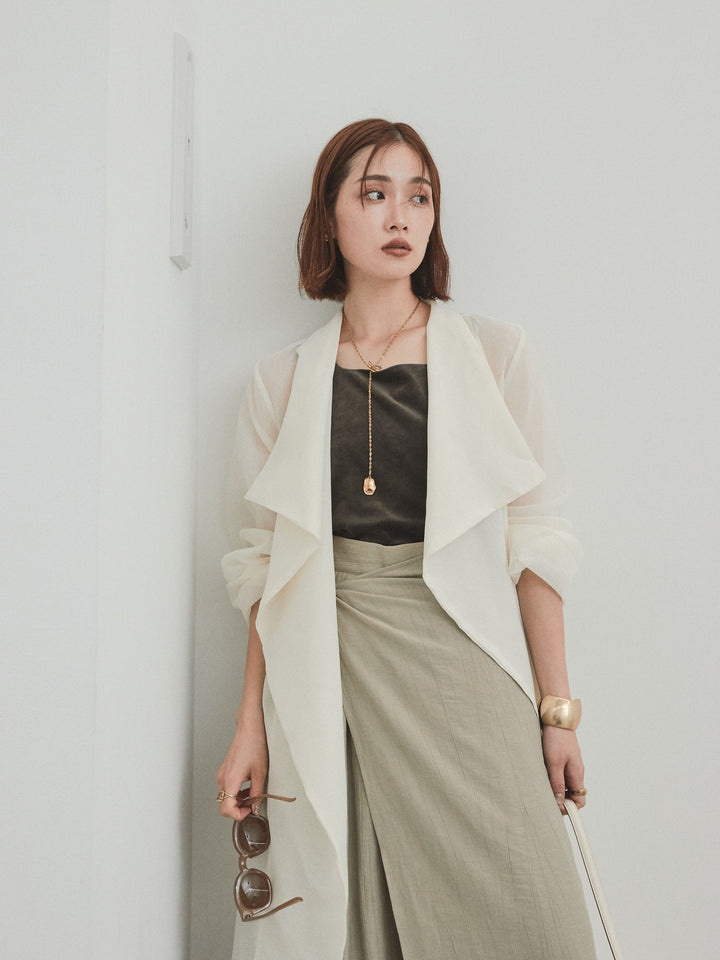 [予約]シアーロングジャケット/アイボリー