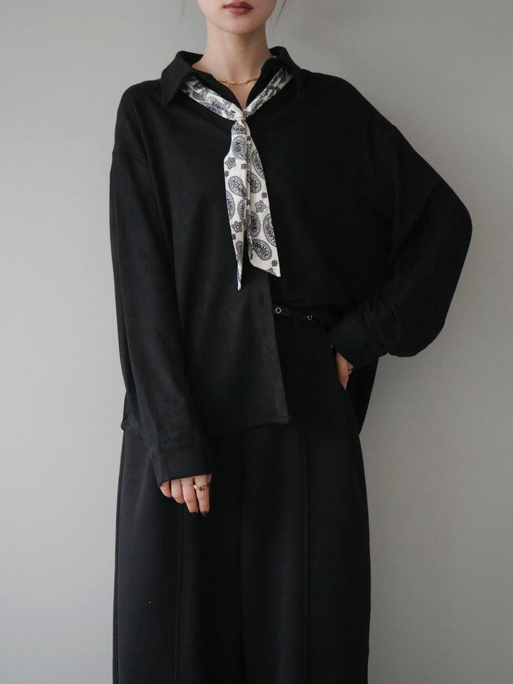 [予約]スカーフ付きスエードシャツ/black