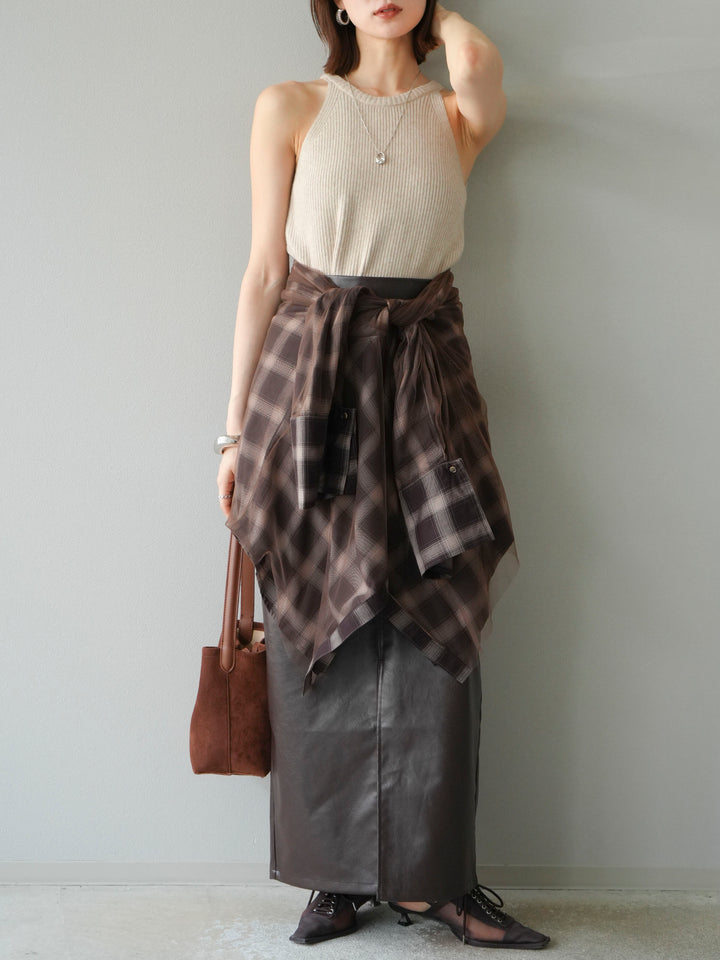 [予約]リブニットアメスリタンクトップ/ベージュ