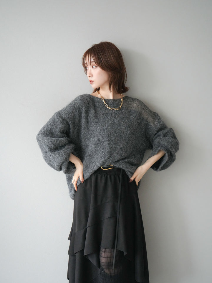 [SET]ネック透かし編みニットプルオーバー+選べるアクセセット(2set)