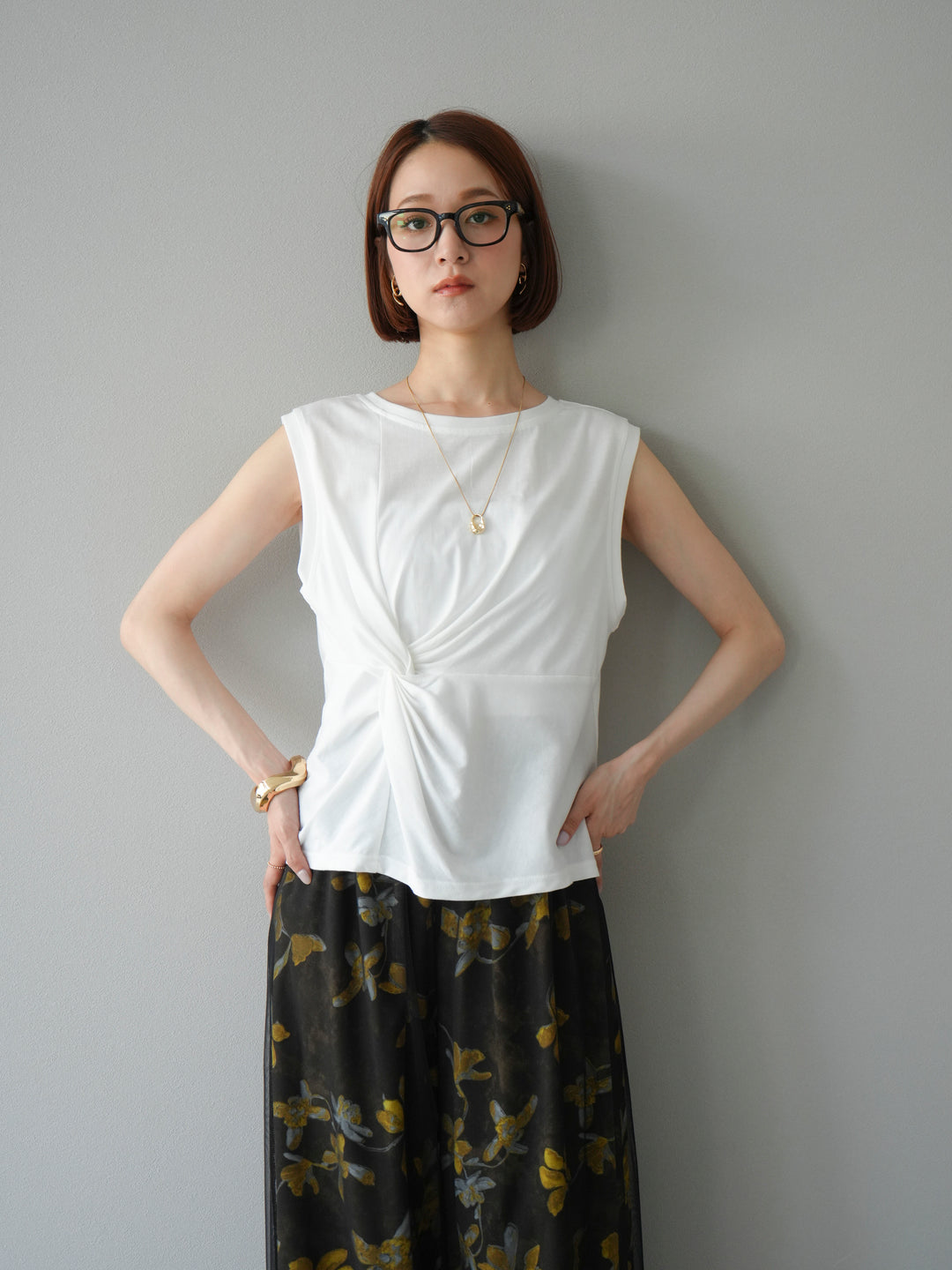 [予約]フロントツイストノースリーカットソー/オフ