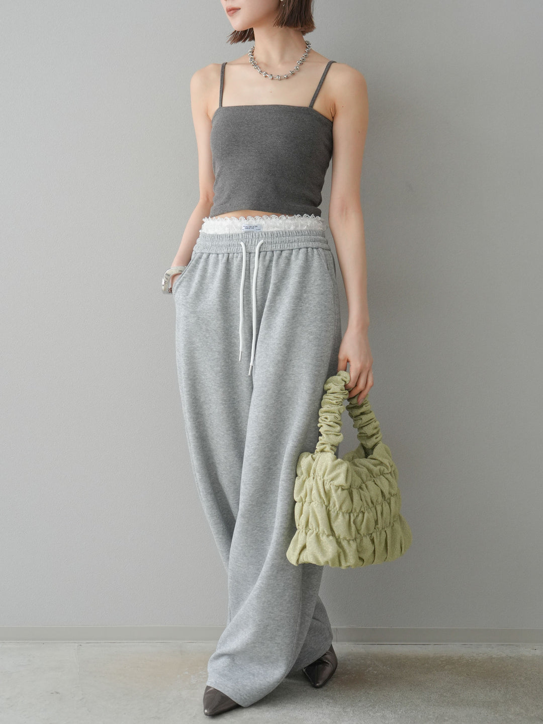 [予約]カップ付テレコリブベアキャミソール/モカ