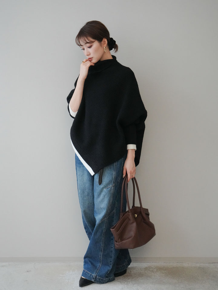 [予約]デザインステッチカーブデニムパンツ/navy