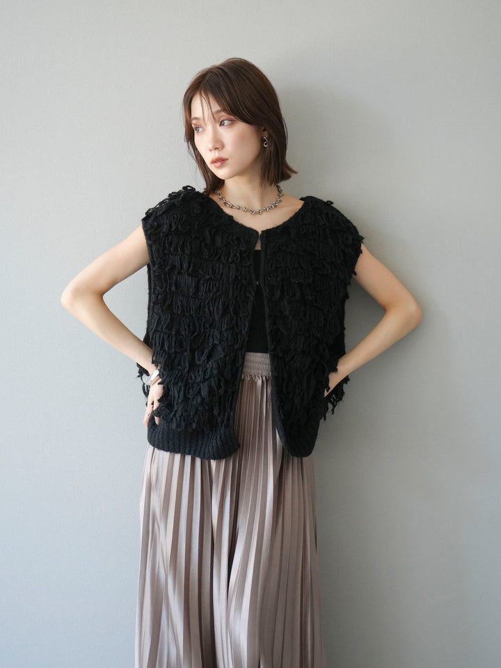 [予約]ループデザインベスト/ブラック