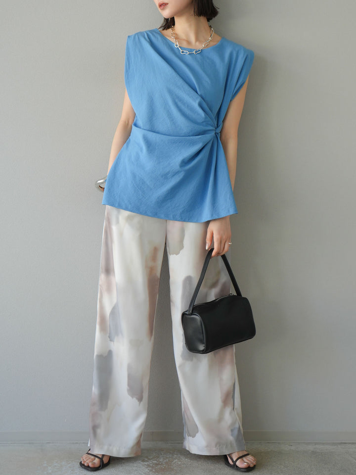 [予約]サイドツイストフレンチトップス/ブルー