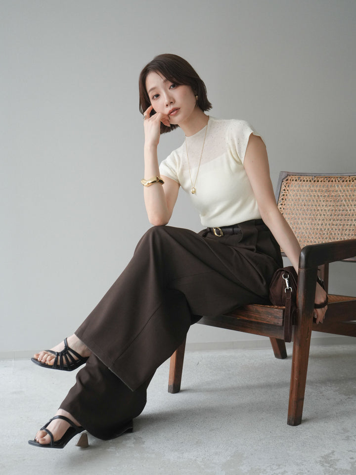 [SET]ビジューシアーフレンチニット+選べるアクセセット(2set)