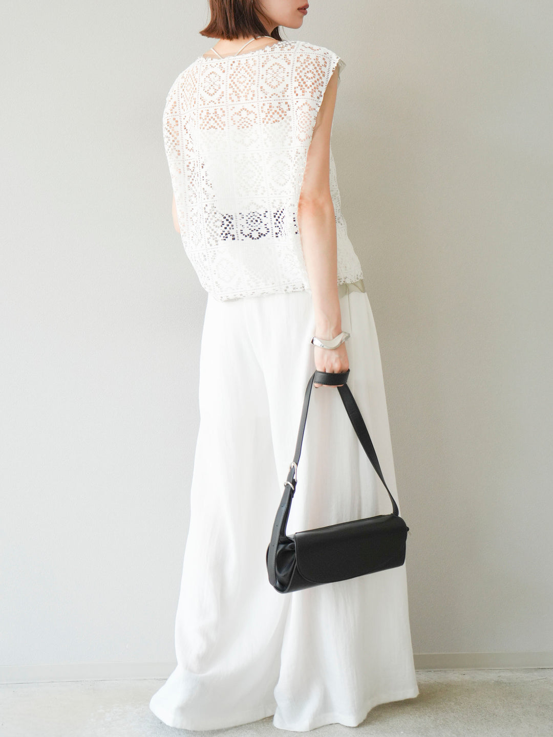 [予約]スカーフベルト付3タックワイドパンツ/オフ