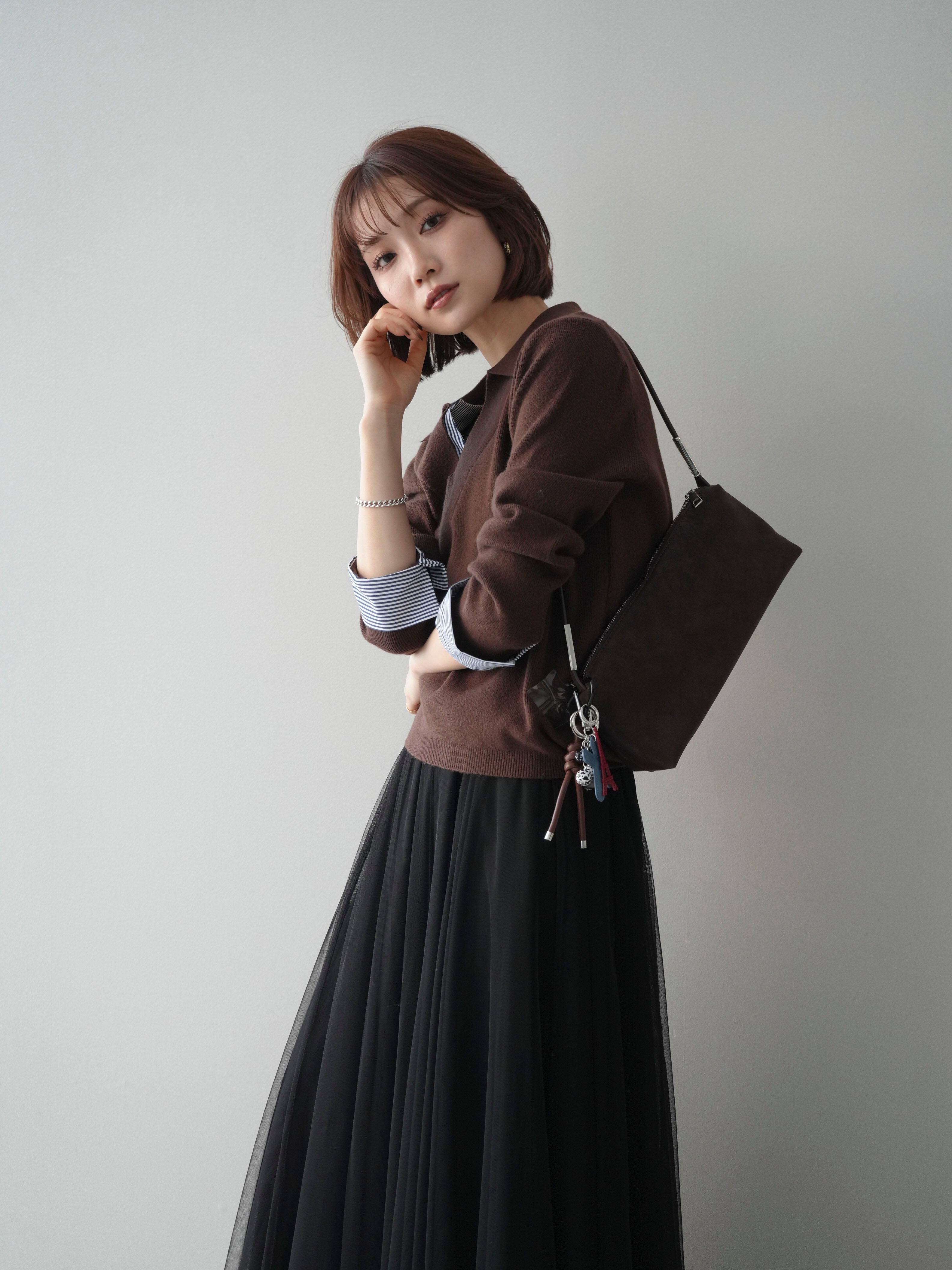 予約]シャツレイヤードスキッパーニットプルオーバー/brown – Lumier