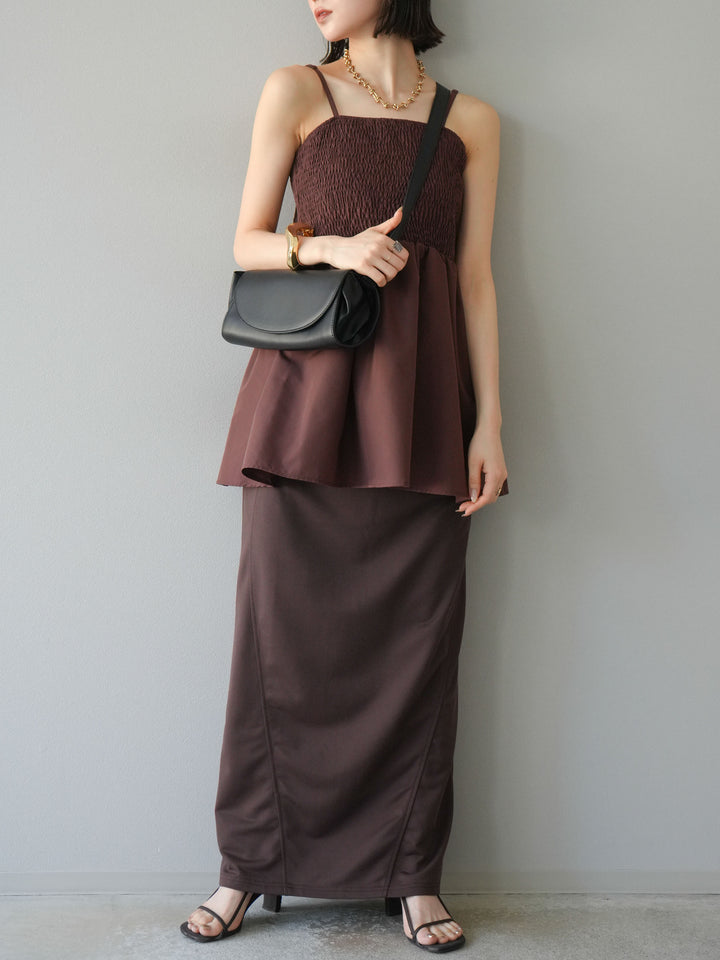 [予約]スウェットロングスカート/ブラウン