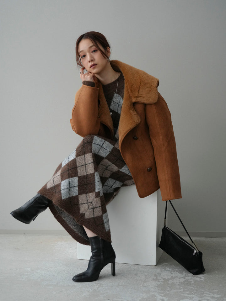 [SET]アーガイルニットプルオーバー&ロングスカートSET UP(2set)