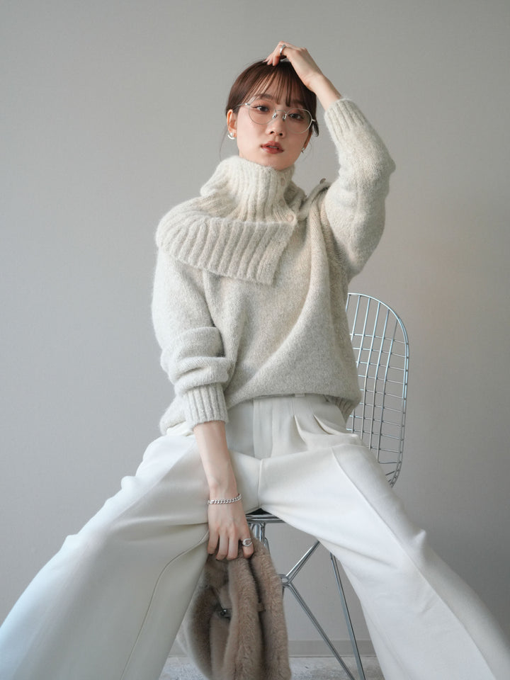 [予約]ネック付MIXニットアンサンブル/apricot