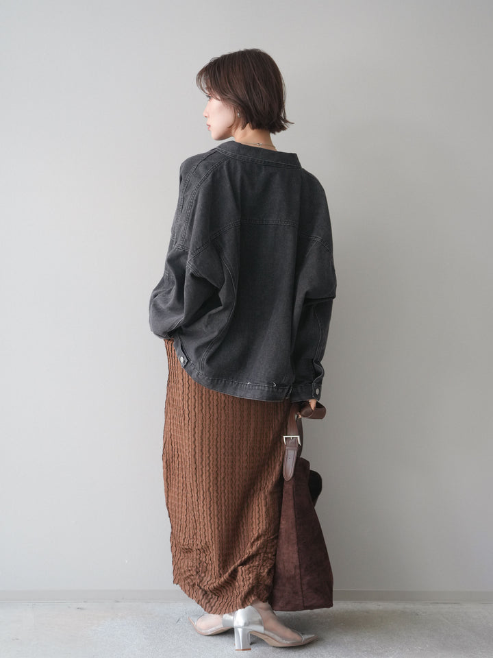 [予約]シャーリングジャガードノースリーブワンピース/brown