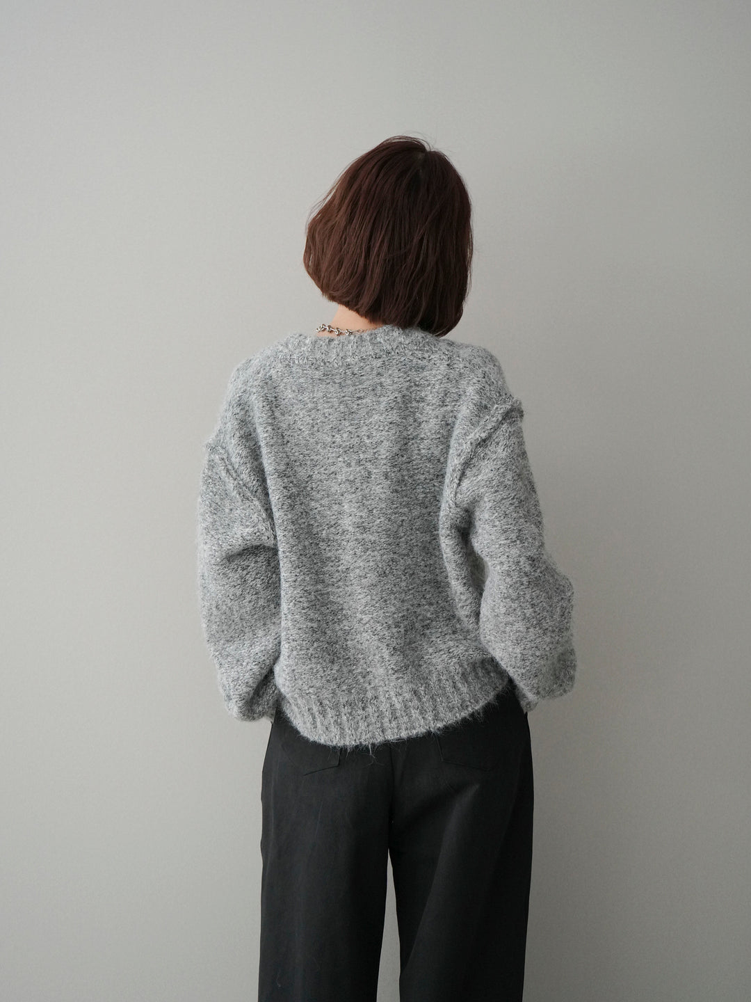 [SET]ミックスヤーンダブルZIPニットカーディガン+コットンツイルカーブパンツ(2set)