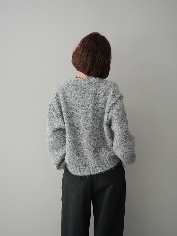 [SET]ミックスヤーンダブルZIPニットカーディガン+コットンツイルカーブパンツ(2set)