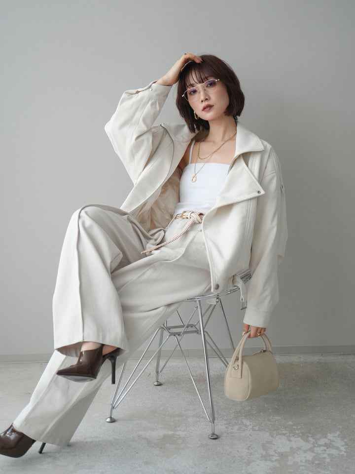 [予約]コーデュロイライダース裾レースブルゾン/offwhite