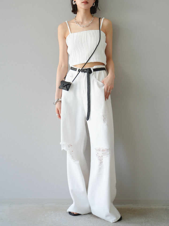 [SET]ウェーブパイピングカップ付ベアキャミソール+ウェーブパイピングカップ付ベアキャミソール(2set)