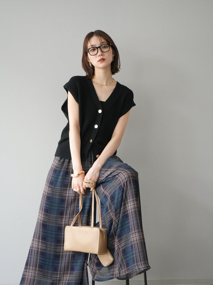 [SET] 透明格紋寬鬆褲 + 柳色寬鬆褲 (2 套)