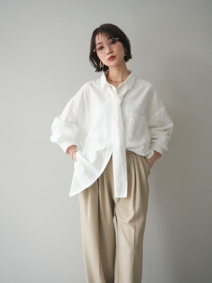 [予約]コットンライクボウタイオーバーシャツ/offwhite