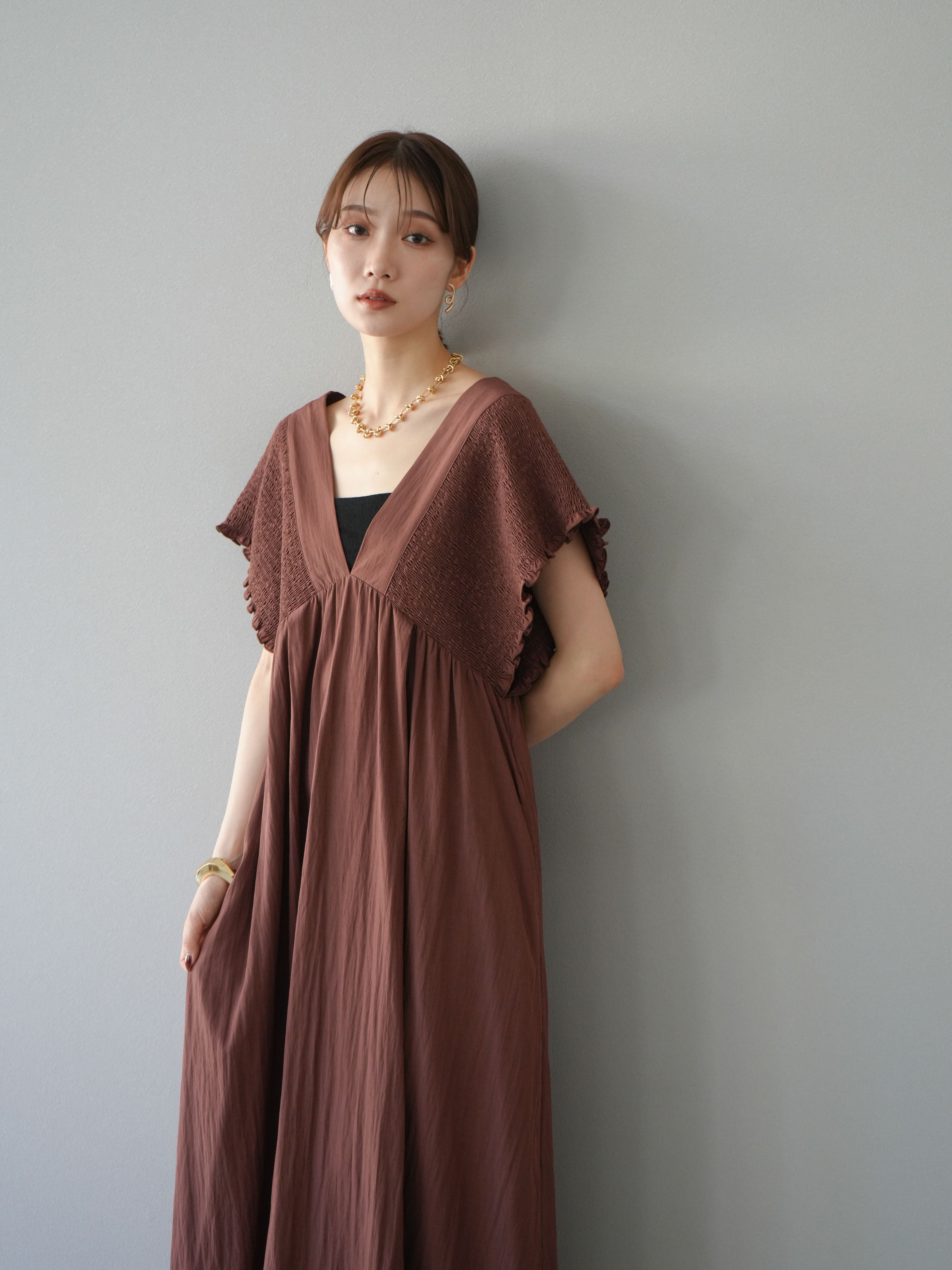 ebure×Ron Herman別注 リネン混オールインワンダークブラウン日本製 ebure×Ron Herman別注 リネン混オールインワンダークブラウン日本製