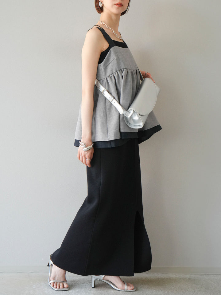 [予約]レーヨンポリIラインニットスカート/ブラック