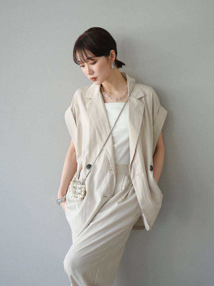 [SET]リネンライクノースリーブダブルジレ+リネンライクノースリーブダブルジレ(2set)