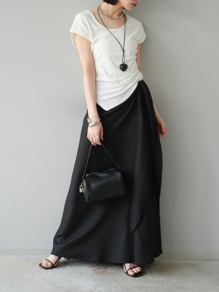 [予約]サイド巻きツイルスカート/ブラック