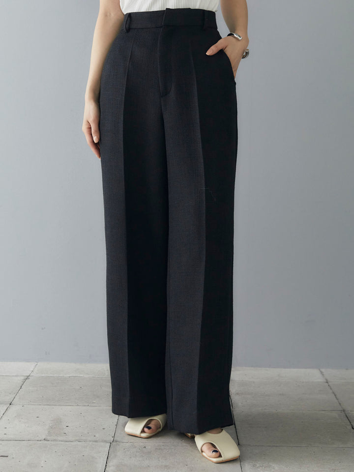 [Pre-order] Linen-touch wide pants/black