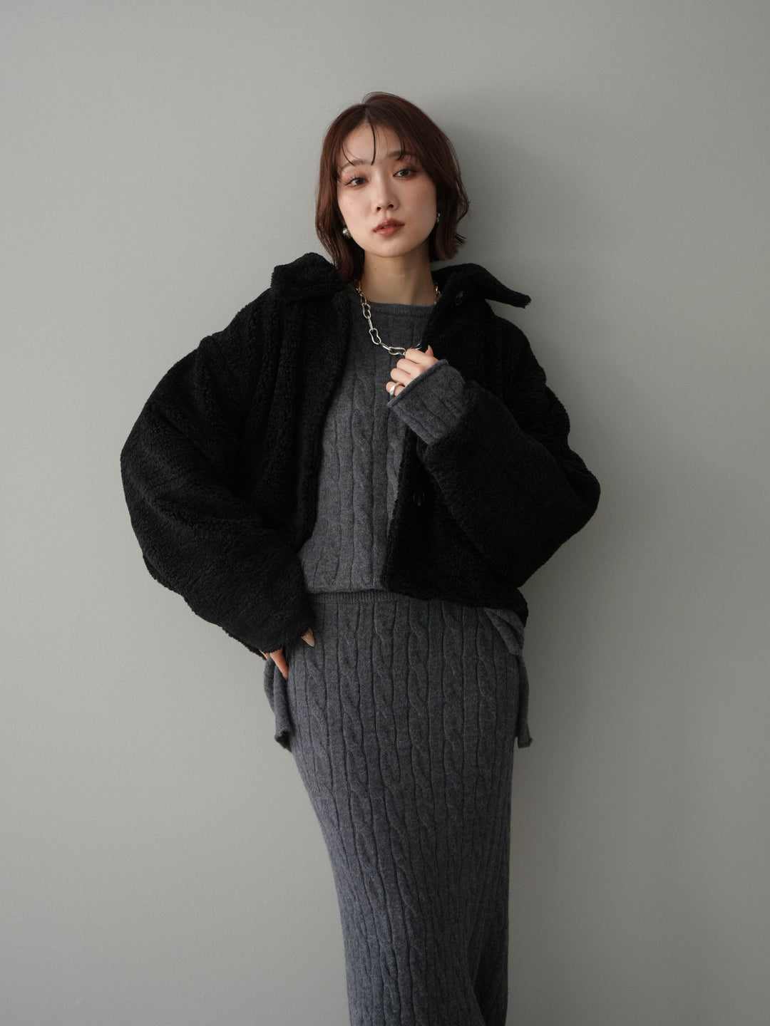 [予約]エコファーステンカラージャケット/black