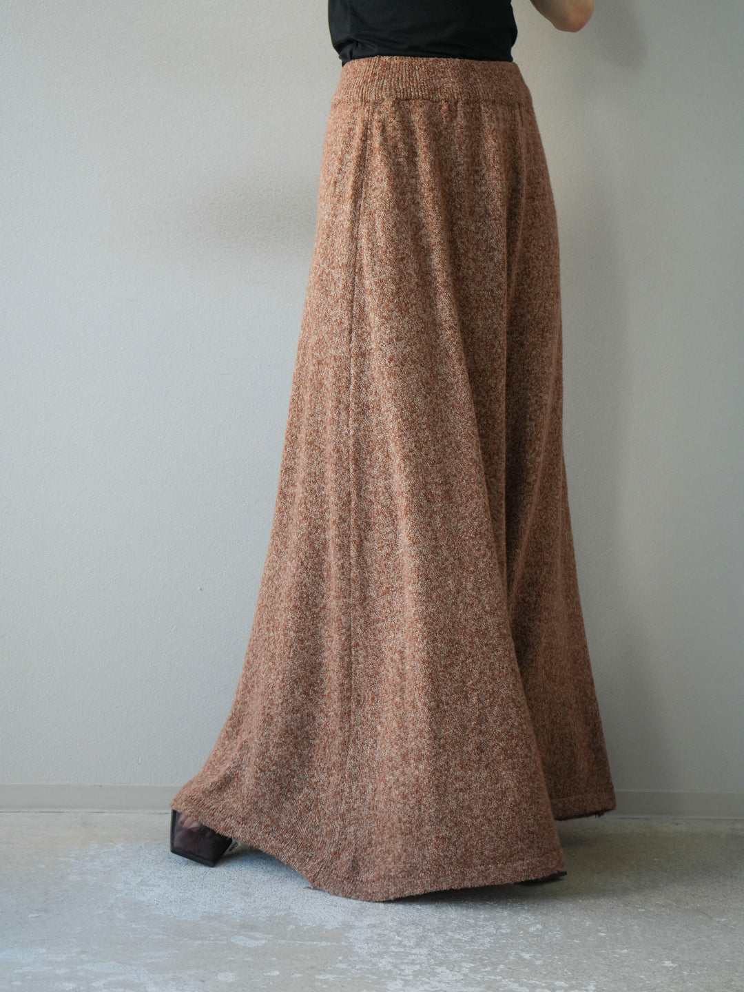 [予約]ミックスヤーンニットスカート/オレンジ