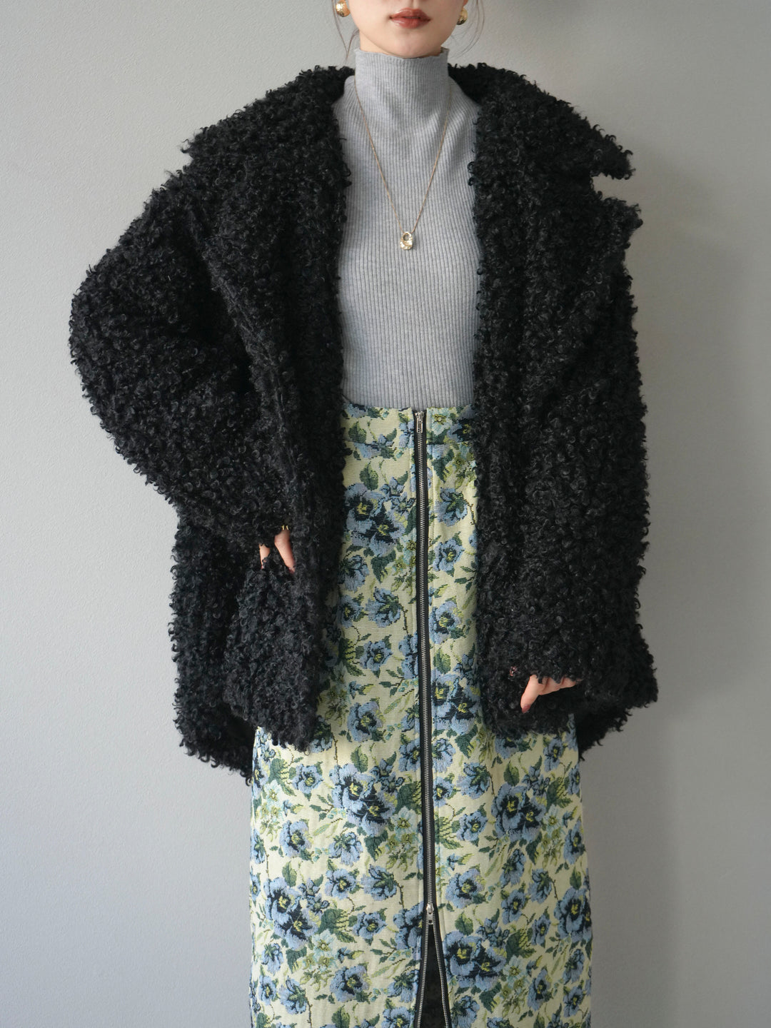 [予約]プードルファーダブルミドルコート/black