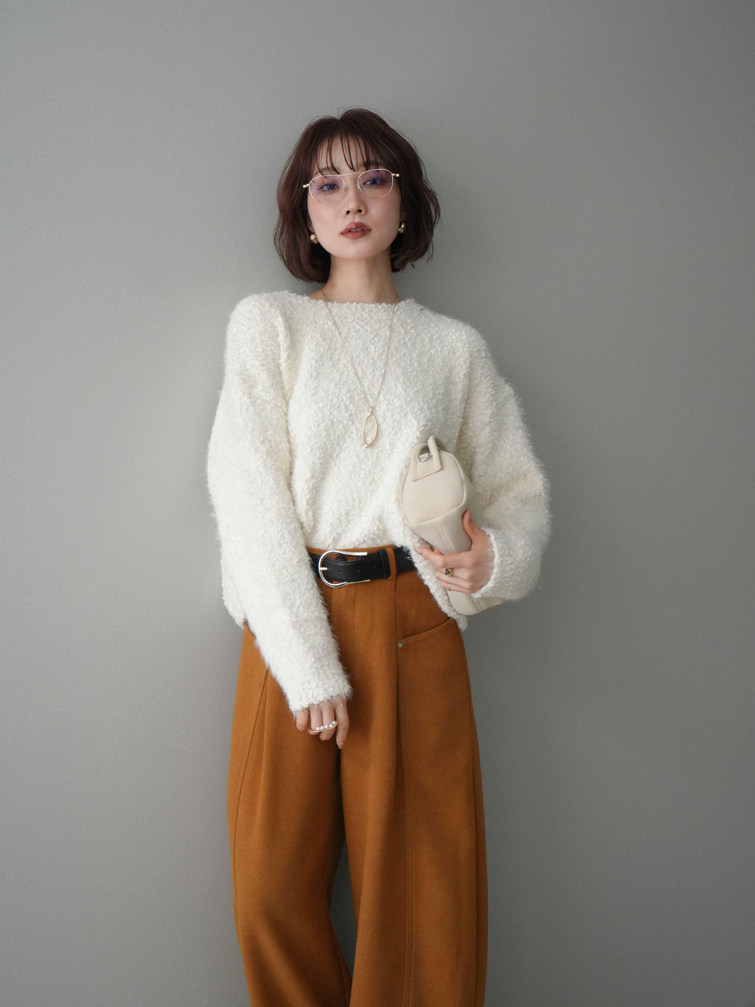 [SET]モールラメミックスヤーンニットプルオーバー+選べるアクセセット(2set)