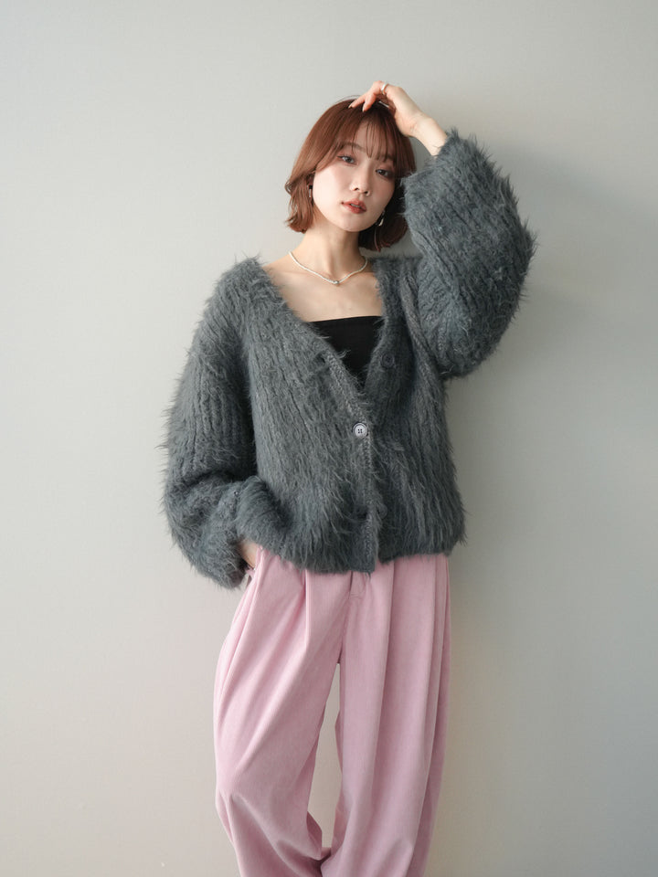 [SET]シャギーオーバーニットカーディガン+選べるアクセセット(2set)