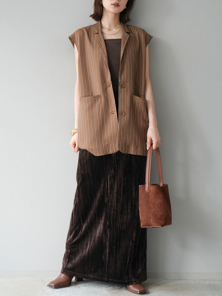 [予約]ヘリンボーンストライプジレ/ブラウン