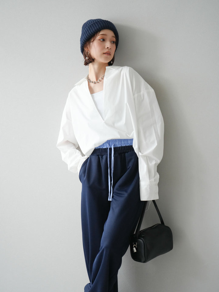 [予約]ブロードディープスキッパーブラウス/ホワイト