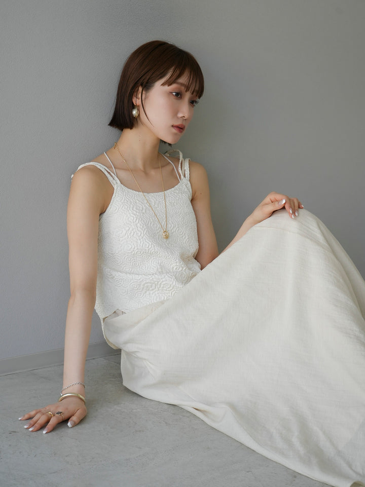 [Pre-order] Puffy Jacquard Double Strap Camisole/Ivory